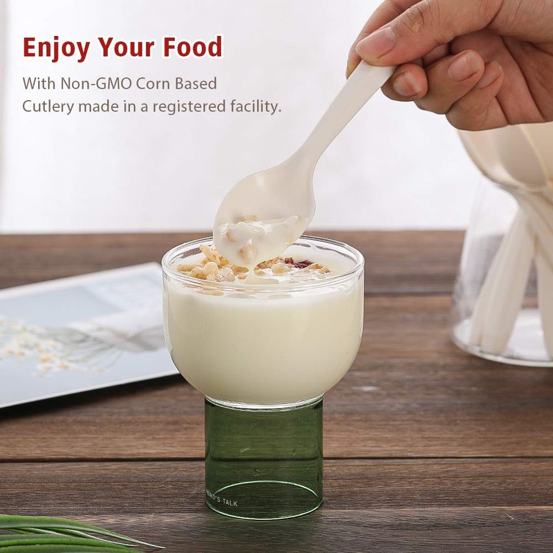 Eco-Friendly Compostable Spoons 150 Pieces Disposable Spoons Made from Starch
