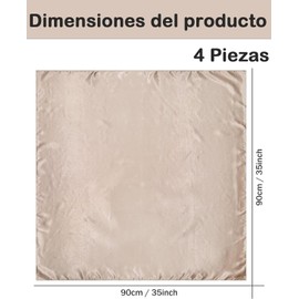 Pañuelos para Mujer, Paliacates para Accesorio Multifuncional para Estilo Diario y Protección Capilar, Conjunto de 4 Pañuelos en Negro, Café, Beige y Blanco, Tamaño 90 X 90 Cm