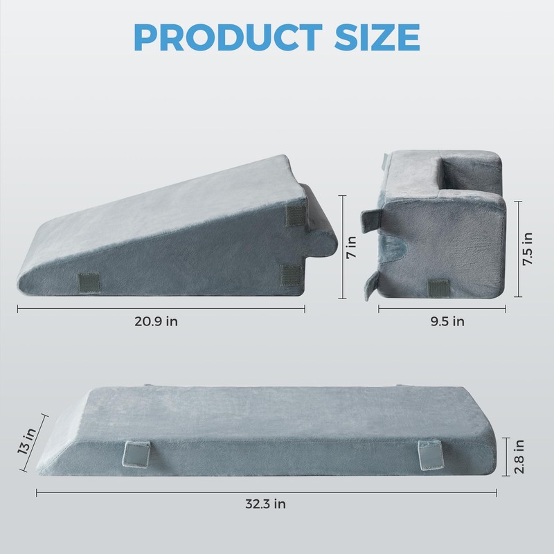 Leg Elevation Pillow for Sleeping, Foam Wedge Pillow Set for