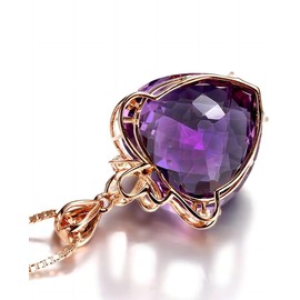 Kim Carrey Gemstone Necklace for Women, 18K Rose Gold, Natural Stones, Elegant Design, Mother's Day, Birthday, Thanksgiving Gifts for Women (Heart)