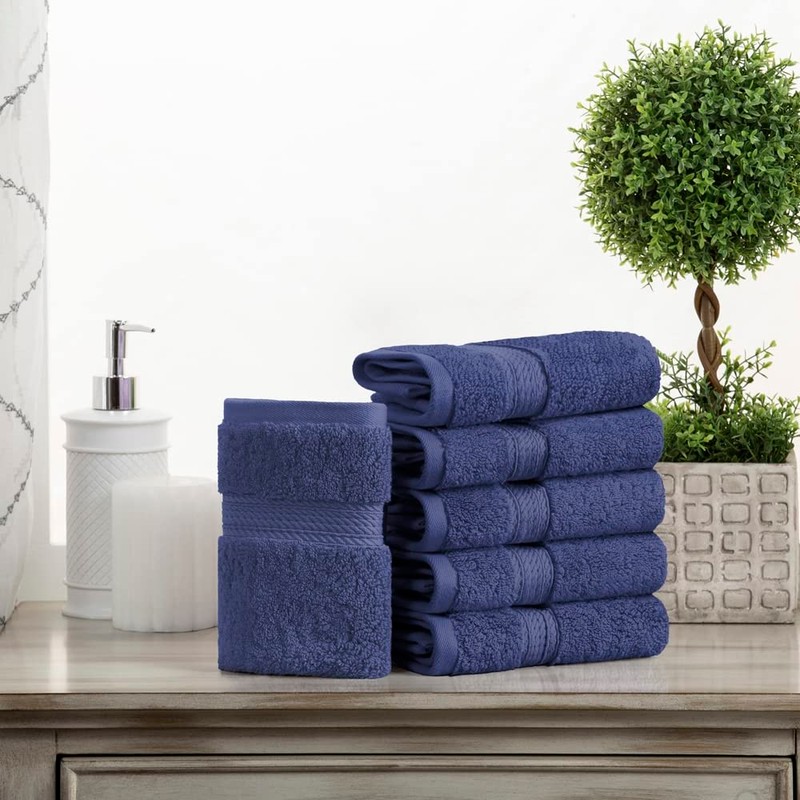 6-Piece Face Towel Set, Premium Long-Staple Cotton, 900 GSM, Navy