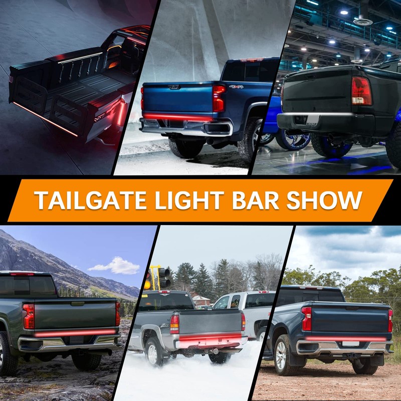 AMEXMART 48"/49" Tailgate Light Bar,Aluminum Frame Triple Row LED Tailgate