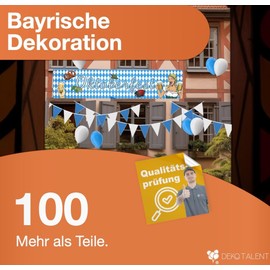 Ultimate XXL Oktoberfest Decoration - Blue/White Bavarian Wiesn Decoration with Over 100 Pieces