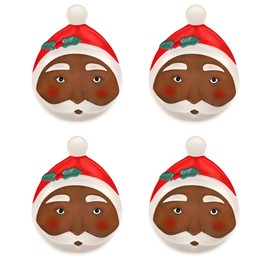 National Tree Company HGTV Home Collection 4 African American Santa Plates, Red, 1in