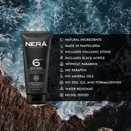NERA Pantelleria SPF 6 Water Resistant Sunscreen Lotion: Low Protection 200ML Lotion with UVA & UVB Filters for Dehydration and Aging Prevention, Men and Women
