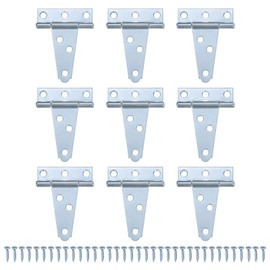 M METERXITY 6-Pack Iron T-Strap Shed Door Hinges, 2 Inch Barn Door Gate Hinges, Tee Hinge Wrought Hardware with Screws for Wooden Fences/Yard/Barn Door [White]
