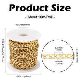 Airssory Cadenas de aluminio de 10 m, cadenas de eslabones trenzados de color dorado, sin soldadura, para hacer collares, pulseras, joyas