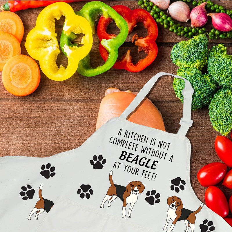 Beagle Apron with Pockets Beagle Gifts Dog Lovers Cooking Baking