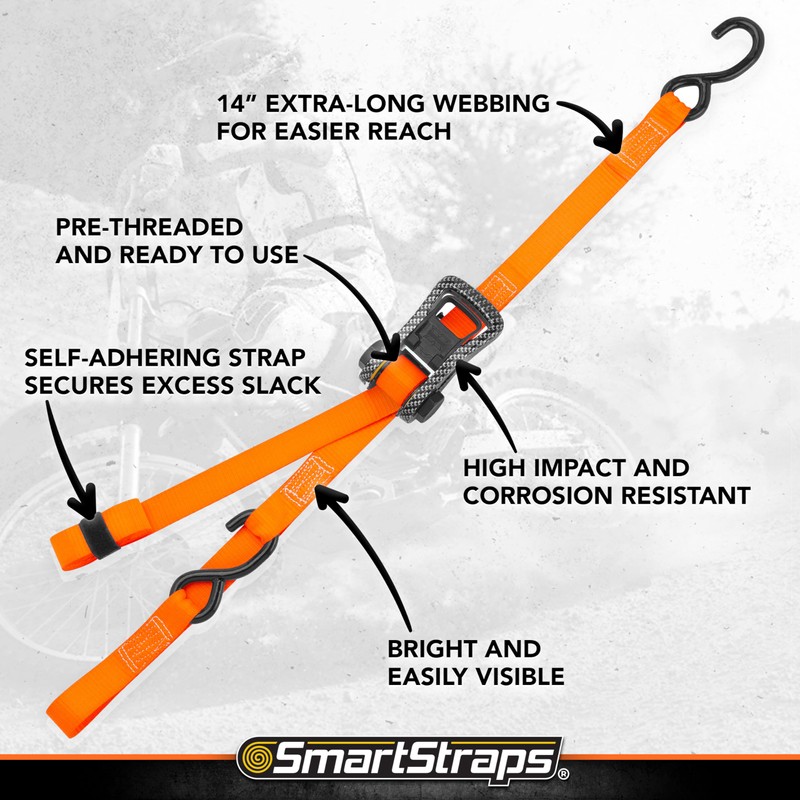 SMARTSTRAPS - 249 14' 3000lb CarbonX Ratchet Tie Downs 4