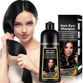 Champú Para Teñir El Cabello, Protector Natural Para Teñir El Cabello, 500 Ml De Tinte Profesional Para Hombres Y Mujeres, Sólido Y Suave, Duradero Sin Amoníaco(Negro)