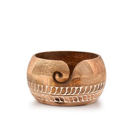 Mahasu Yarn Storage Mango Wood Handmade Wooden Yarn Storage Bowl Accessories Kit Organizer,Perfect for Mother's Day and Home Décor (6" x 6"x 3")