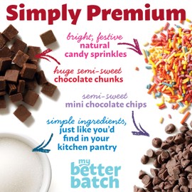 My Better Batch, Try Them ALL: Chocolate Chip, Double Chocolate, Sugar, Celebration Cookie Mix Variety Pack, Simple Cookie Recipe, Makes 64 Large Cookies, Non GMO, Kosher, 16oz (Pack of 4)