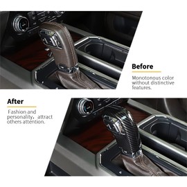 SQQP ABS Carbon Fiber Gear Shift Knob Cover Stick Shifter Cap Cover for 2015-2020 Ford F150