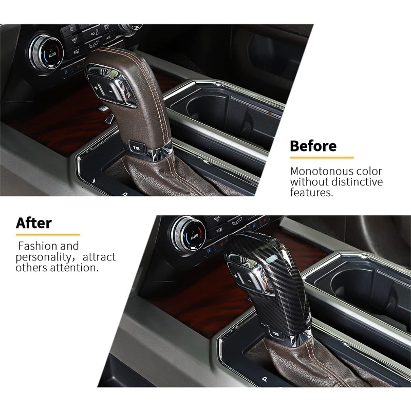SQQP ABS Carbon Fiber Gear Shift Knob Cover Stick Shifter