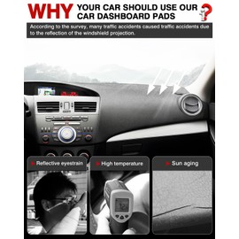 Autorder Dashboard Cover Mat for 2010-2013 Mazda 3 Sedan/Hatchback/MazdaSpeed3 Accessories Dash Cover Flannel Dash Mat Sunshade Glare UV Rays Protector