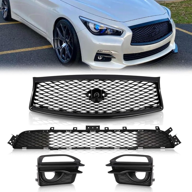 KARPAL Front Upper Lower Mesh Grille Fog Light Cover Set