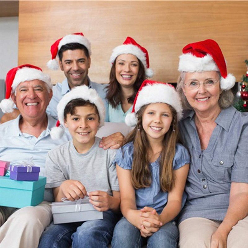 VEYLIN 4 Pieces Father Christmas Hat Red Santa Hats for