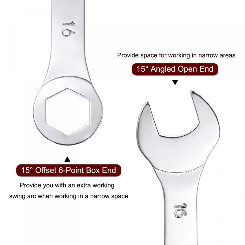 sourcing map Thin Ring Spanner with Offset 6-Point End and