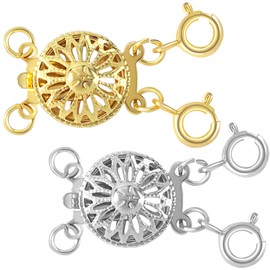 Joez Wonderful 2 Pcs Necklace Layering Clasps, 18K Gold Silver Plated Multi Necklace Clasp, No Tangle Necklace Separator, Layered Clasp Keep Necklaces from Tangling (Gold+Silver)