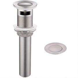 Brushed Nickel Bathroom Sink Drain Stopper Push Pop Up Drain Assembly with Overflow by Yodel Faucet - Included detachable Hair Catcher Strainer Basket