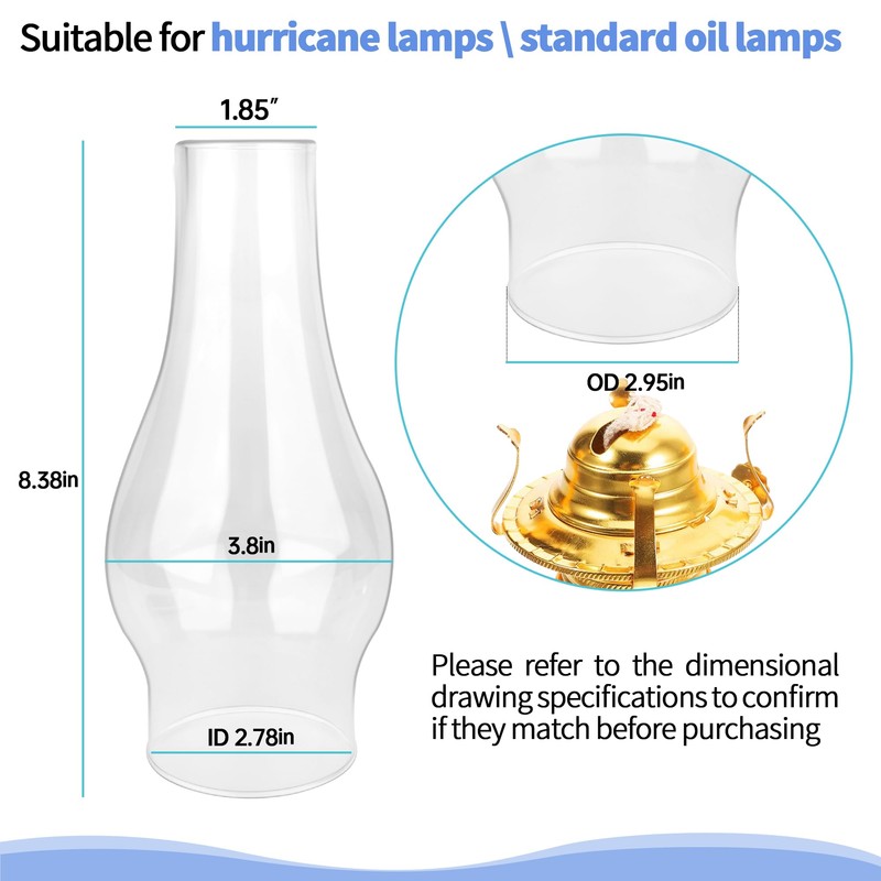 Hurricane Lamp & Oil Lamp Chimney Replacement Shade – Round
