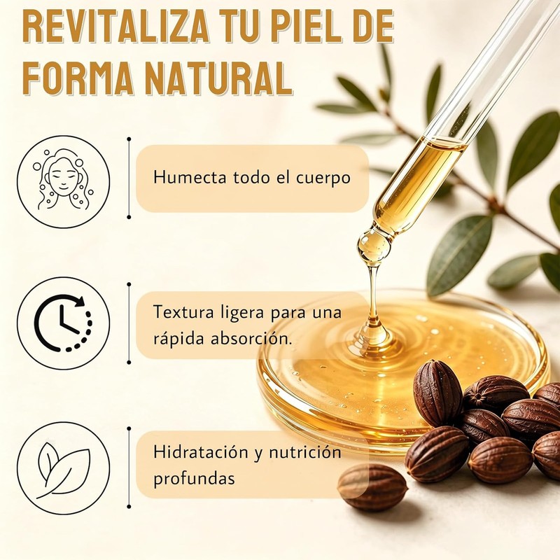 2PCS Aceite de Jojoba Orgánico 50 ml para Cara, Cabello,