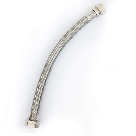 Infun 300mm Silver Flexible Hose for Bath Tap - 15mm x 3/4" BSP, Stainless Steel, 10 Bar Working Pressure, -5°C to 90°C Working Temperature