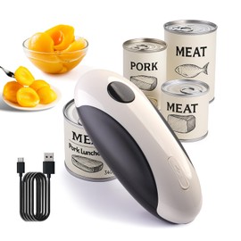 CIRCLE JOY Electric Rechargeable Can Opener, One Touch Side-Cutting Automatic Opening Can Opener with Smooth Edged, Food Safety, Fits for Almost All Can Sizes