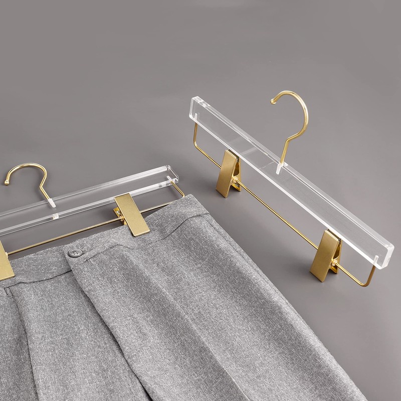 Besser 10 Pack Gold Acrylic Hangers,Clear Hanger with Gold Hook,Luxurious