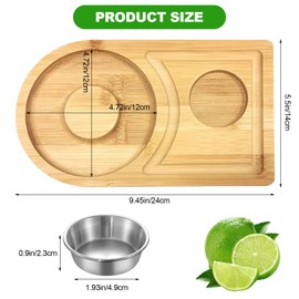 Harewu Margarita Salt Rimmer Set with Stainless Steel Bowl，Bamboo Wood Glass Rimmer for Cocktails and Margarita Mixing,Salt and Sugar Containerfor Bar,Pub Party and Reception