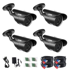 ZOSI 4 Pack 1080P 1920TVL Home Security Cameras Outdoor Indoor,120ft Night Vision, IP67 Weatherproof 2MP Surveillance Camera,Work For 720P/1080P/5MP/4K HD-TVI,AHD,CVI analog CCTV DVR System(Black)