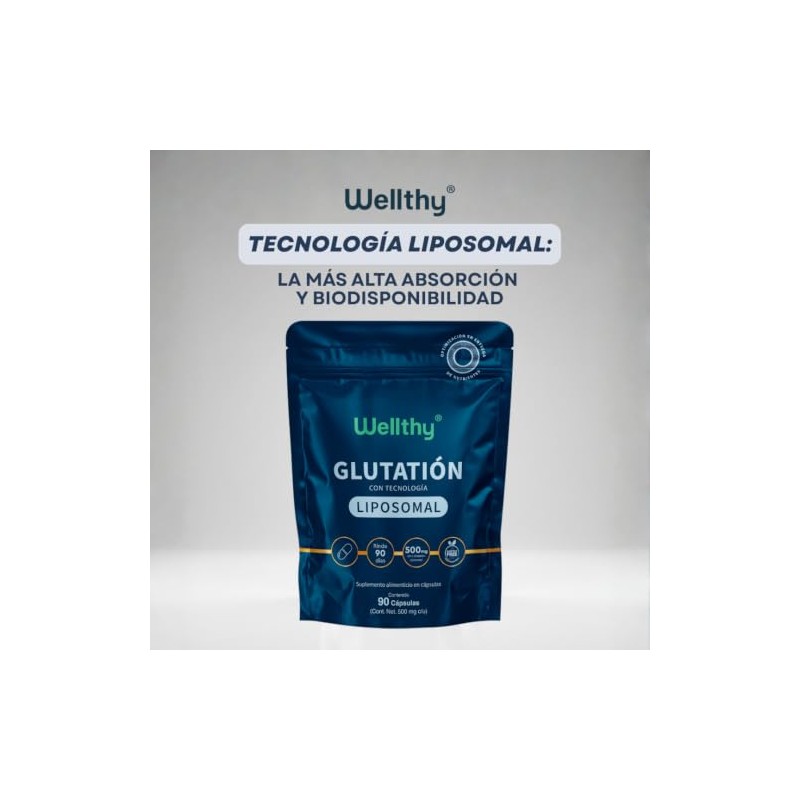 Wellthy Glutation Liposomal 100mg 90 Cápsulas. 3 Meses Completos de