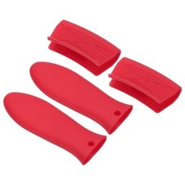 uxcell 4 Pcs Silicone Assist Hot Pan Handle Holder Hot Skillet Handle Covers Pot Holder Sleeve Non-Slip Heat Resistant for Kitchen Pot Frying Pans Cookware (Red)