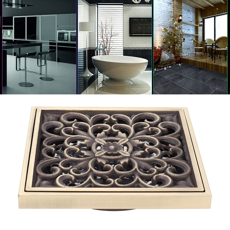 Moofey Champagne Bronze Shower Drain, Square Shower Shroom, Stainless Steel