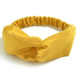 Floral Twist Knot Headband Elastic Wrap Turban Hair Band Yoga Sports Lady (Mustard)