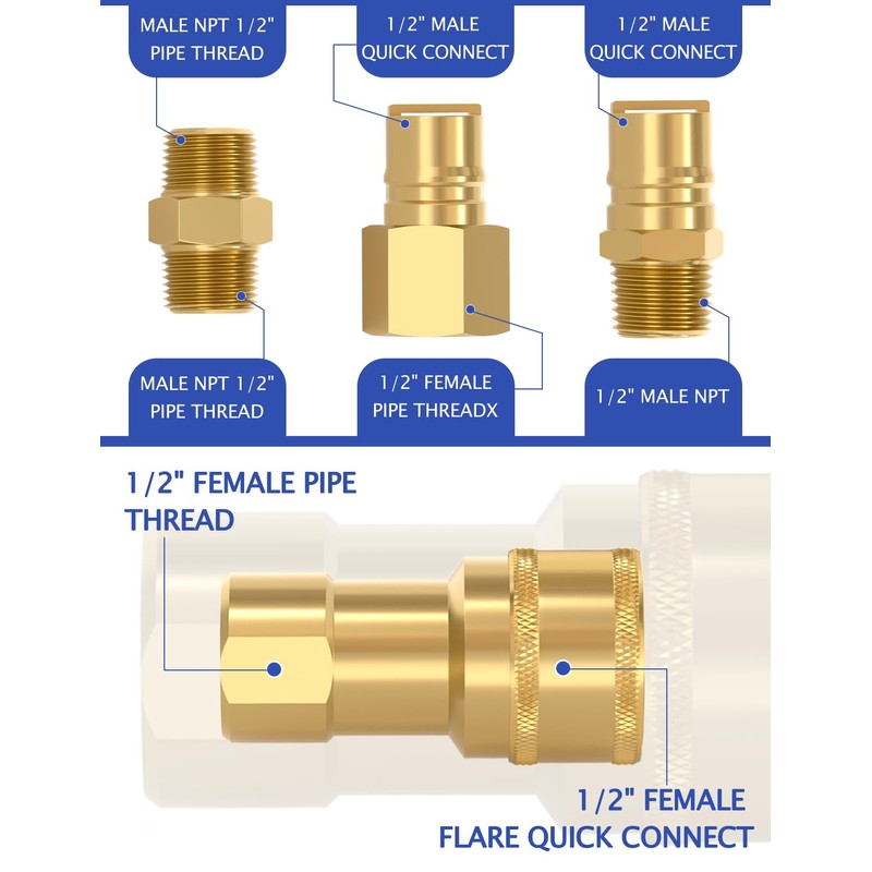 1/2" Natural Gas Quick Connect Fittings Kit – Solid Brass