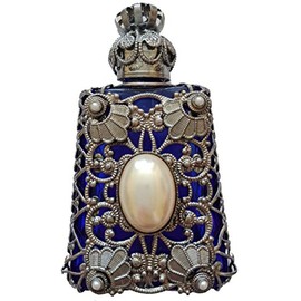 Gabriella's Gifts Czech Jeweled Decorative Blue w/White Stone Perfume Oil Bottle Holder