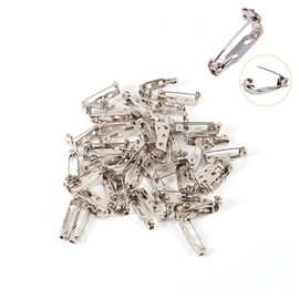 Yosoo 50Pcs Silver Tone Pin Blank Back Clasp Bar Brooch DIY Badge Brooches for Craft Tinkering 20mm (2 Holes)