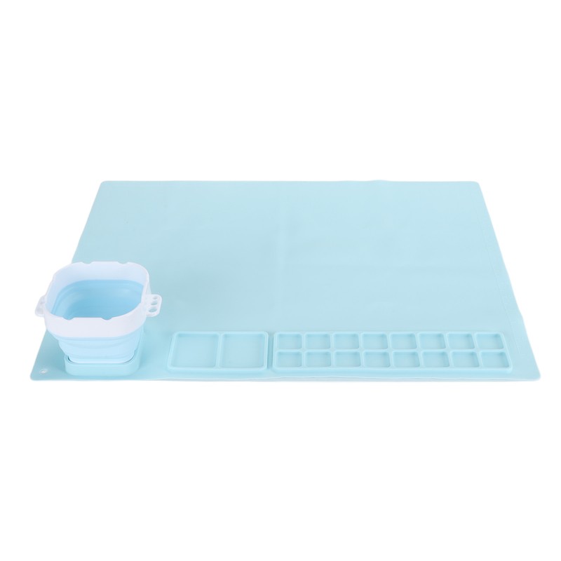 Silicone Painting Mat with Water Cup Washable Protruding Scale Line