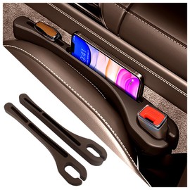 2PCS Car Seat Gap Filler with Phone Holder,[New Upgrade] Car Side Seat Gap Filler for Avoiding Things Falling,Universal Car Seat Organizer Car Interior Accessories (Brown)