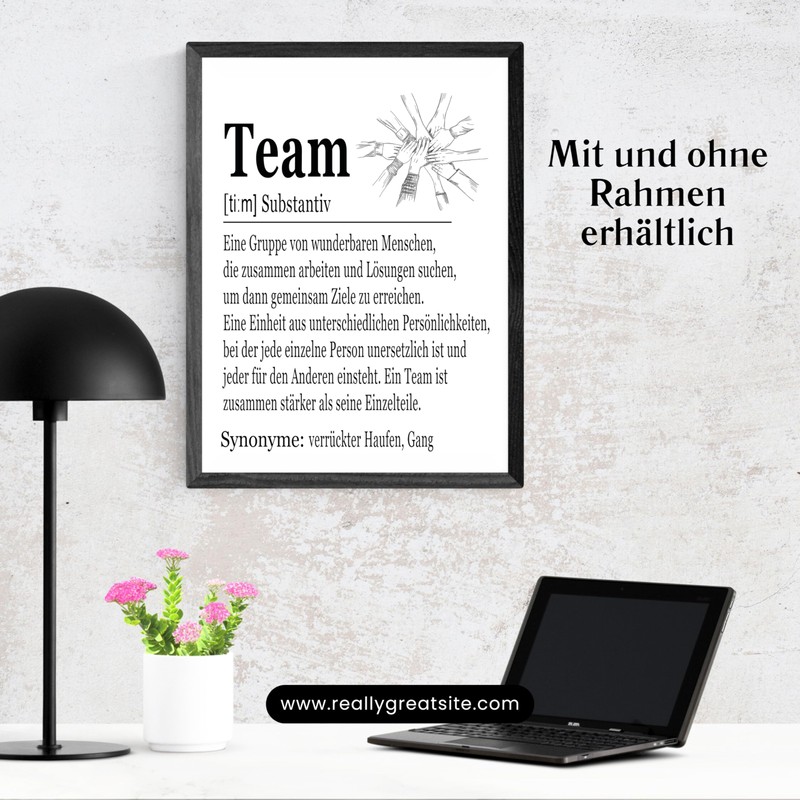 PURESIZE DIN A4 Desk Decoration or Wall Decoration with Team
