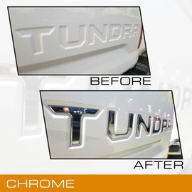 EyeCatcher Tailgate Insert Letters Compatible with 2014-2021 Toy TNDRA (Chrome)
