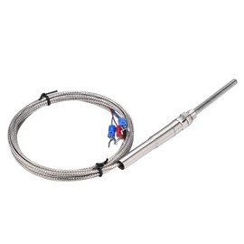 Nimoa Gas Thermocouple, M8 Thread PT100 Thermocouple Platinum Resistance Thermocouple 50mm Probe Temperature Sensor Line 0-400℃(2M)