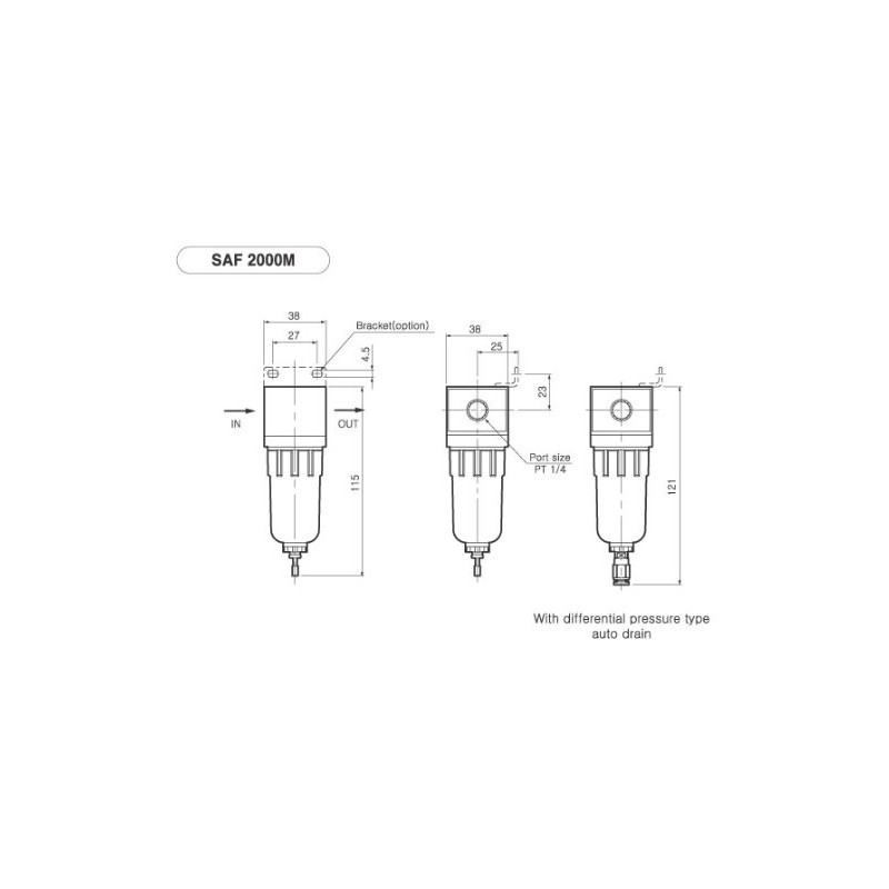 PneumaticPlus SAF2000M-N02B Miniature Compressed Air Particulate Filter 1/4" NPT -