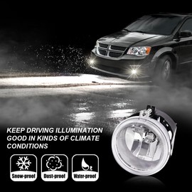 DOTCOM Front Bumper Fog Lights Compatible with Dodge Grand Caravan 2010-2011/Chrysler Town & Country 2010-2013/Dodge Caliber 2010-2012,Compatible with Jeep Compass 2010-2012 Passenger Side Clear Lens