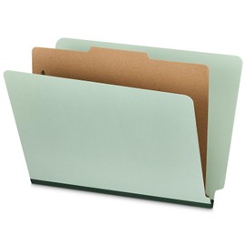 Staples 60% Recycled Heavy Duty Classification Folder, 1-Divider, 2" Expansion, Letter Size, Gray/Green, 10/Box (ST62563)