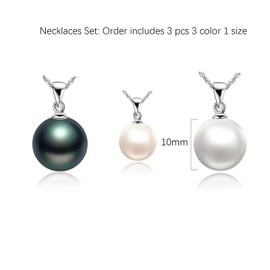 Qimily 18K Gold Freshwater Cultured White Pearl Pendant Necklace Set 9-10mm Single Pearl Pendant with 18" Silver Chain Jewelry Gifts for Women Girls Mom - White Gold