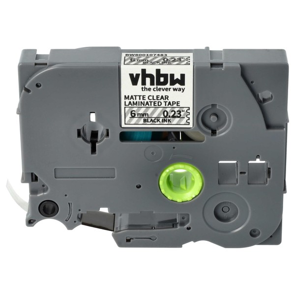 vhbw Label Tape Cartridge Replacement for Brother TZ-M11, TZE-M11 for Label Printers 6 mm Black on Matte Transparent