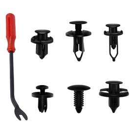SEMIMO 200 Pcs Nylon Plastic Car Rivet Clips, 6 Types, Universal Easy Installation, For Fixing Bumpers, Fenders, Trim, Push Down Trim Fasteners, Cable Fasteners, Removal Tool Included