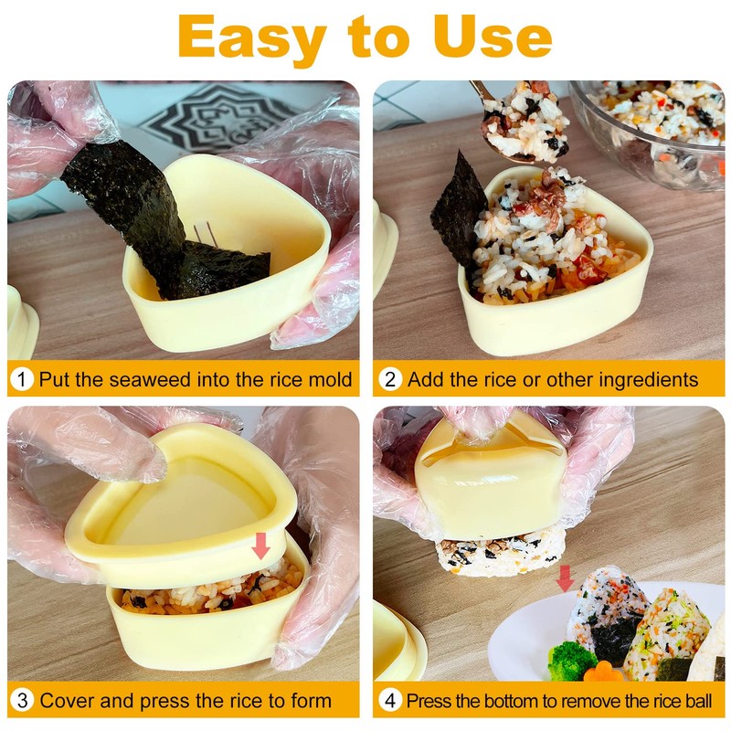 TAORISH Onigiri Mold, 8 Pcs Rice Mold Musubi Maker Kit,